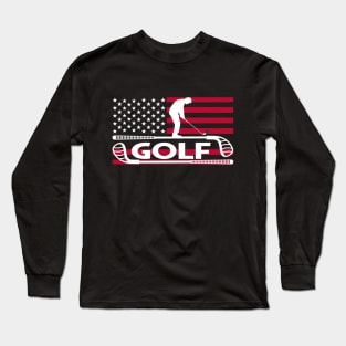 American Flag - Golfer Dad- Golfing Lover Long Sleeve T-Shirt